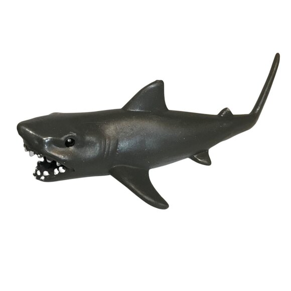 Plastic Toy Shark Figurine  Lifelike Grey Teeth 4.5" - Picture 1 of 6